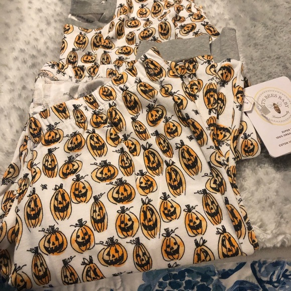 NWT Burt’s Bee Baby Heather Gray & Orange Squash Goals Organic Cotton PJ Set - Picture 8 of 10